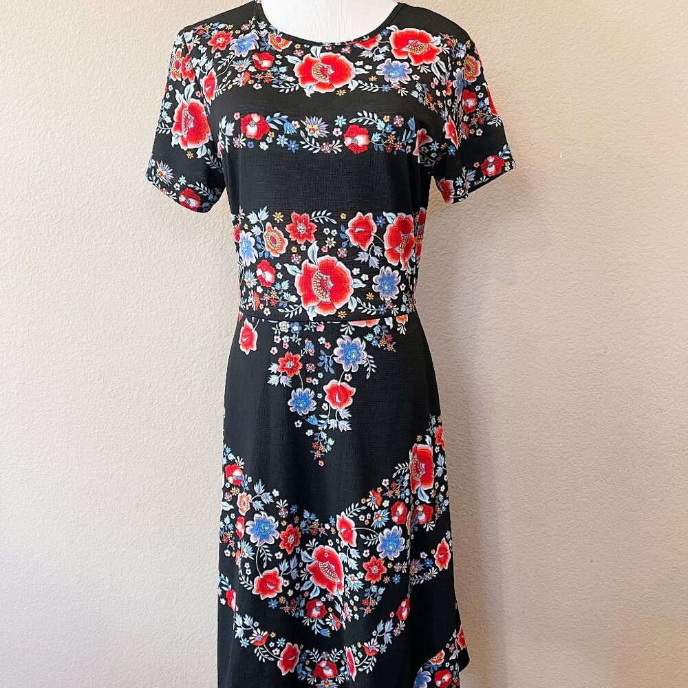 Signature Dress Women by eci Floral Handkerchief Hem Artsy Boho Sz M Lined